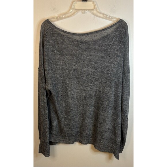 EILEEN FISHER Blue Delave Linen Lightweight Sheer Pullover Sweater XL Asymmetric - Picture 3 of 10